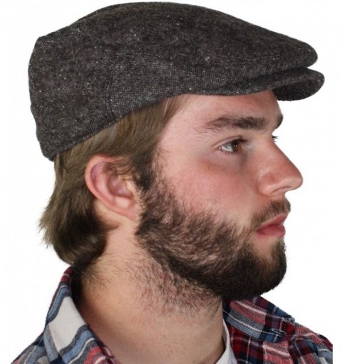 Newsboy Caps Irish Donegal Tweed Newsboy Driving Cap with Quilted Lining - Gray Donegal Small - CC1262UJM4D $12.18