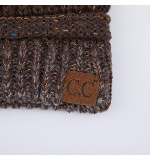 Skullies & Beanies Exclusives Unisex Ribbed Confetti Knit Beanie (HAT-33) - Brown Pom - CB18S38599W $17.18
