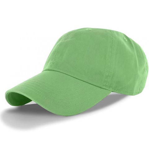 Baseball Caps Plain 100% Cotton Adjustable Baseball Cap - Lime Green - CB11SEDEHYH $11.75