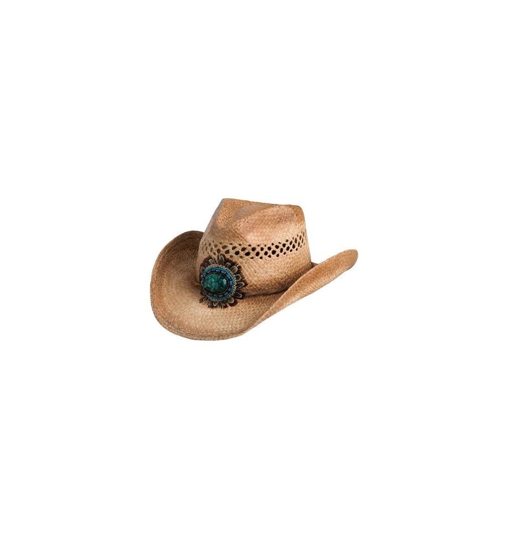 Cowboy Hats Navajo Western Bead and Feather Raffia Hat - Caramel - CD11DMGFIEJ $54.49