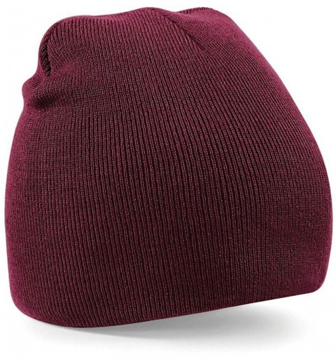 Skullies & Beanies Plain Basic Knitted Winter Beanie Hat - Burgundy - CP11Y2U8HIX $9.31