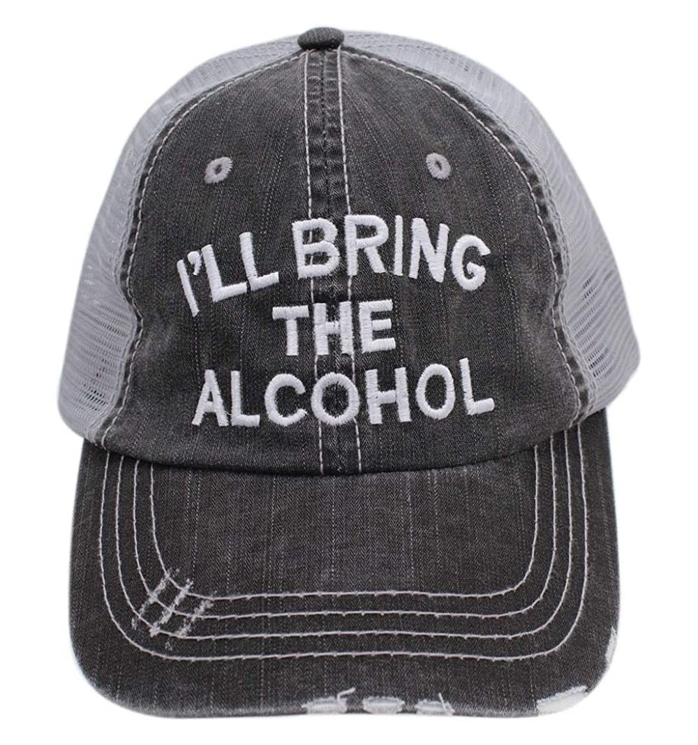 Baseball Caps I'll Bring The Alcohol Embroidered Women's Trucker Hats Caps Black/Grey - C818RGAD4C2 $18.95