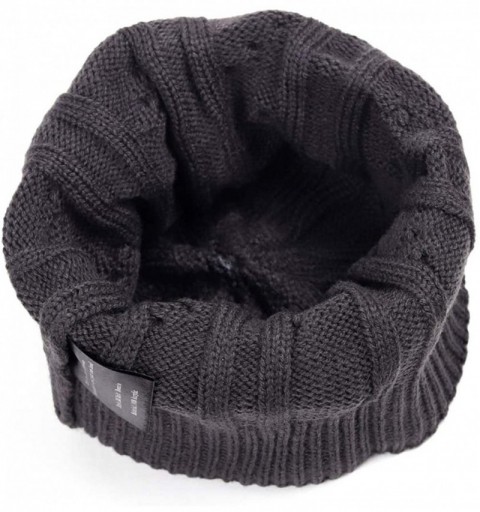 Skullies & Beanies Mens Cable Rock Beanie Summer Thin Knit Hat Small Skull Cap B5048 - Dark Gray - CD18XRU855K $6.54