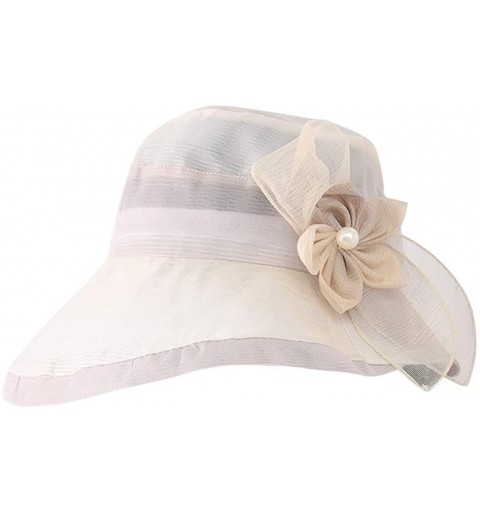 Sun Hats Women Ladies Summer Sunhat with Flower Beach Wide Brim Cap Straw Hat for Travel Vacation - White - CK18RN9GCU2 $12.20