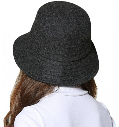 Bucket Hats Female Style hat Wool Felt Bucket Hat Winter Fall - 02grey - CG186E5ETLZ $19.00