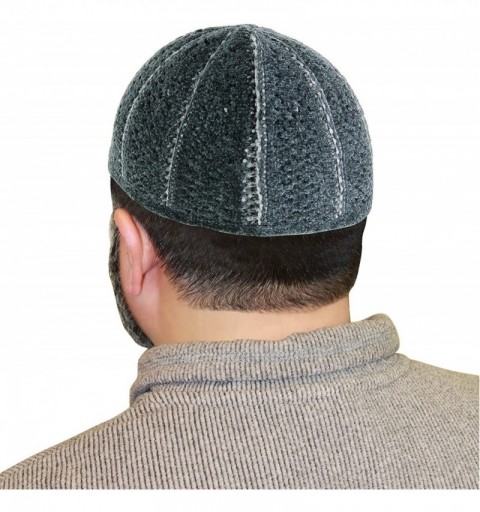Skullies & Beanies Cool Gray Stretchable One Size Fits Most Mens Kufi Hat with White Seams - CG18E6W933H $9.96