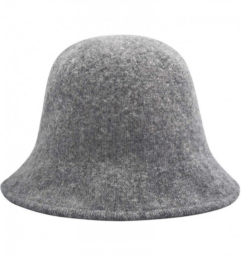 Fedoras Womens Winter Wool Bucket Hats Warm Solid Fedora - Grey - C118AO5GRHH $29.86