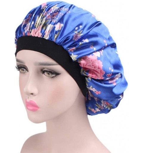Skullies & Beanies Women's Silk Night Sleeping Cap Soft Satin Lined Hat Hair Wrap Turban Hat - Navy - C217YIU3QDW $23.45
