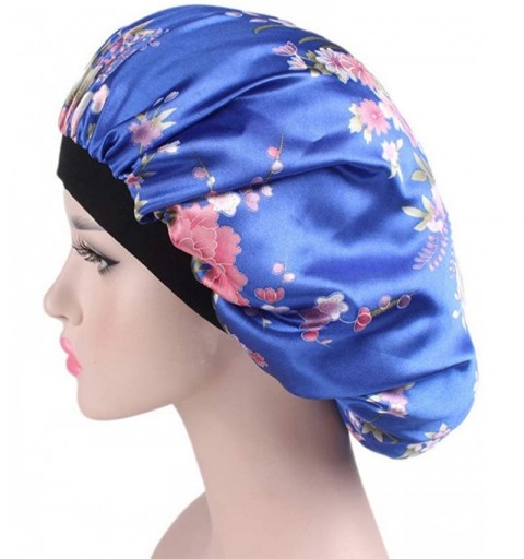 Skullies & Beanies Women's Silk Night Sleeping Cap Soft Satin Lined Hat Hair Wrap Turban Hat - Navy - C217YIU3QDW $11.59