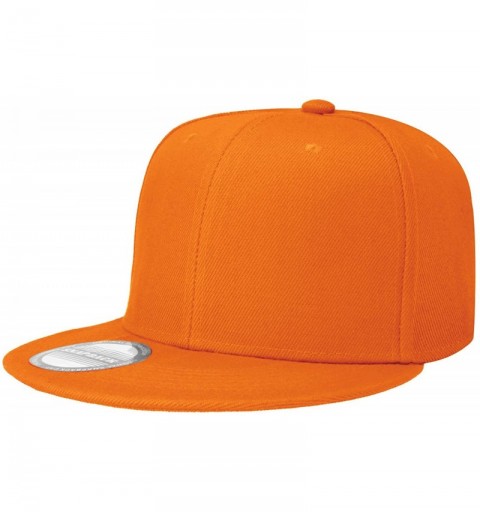 Baseball Caps Wholesale 12 Pack Snapback Hat Cap Hip Hop Style Flat Bill Blank Solid Color Adjustable Size - 12-pack Orange -...