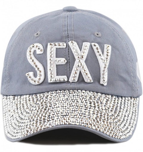 Baseball Caps Premium Quality Bling Bling Shiny `Sexy` Cotton Baseball Cap - Grey - CE12G4UL5V9 $32.21