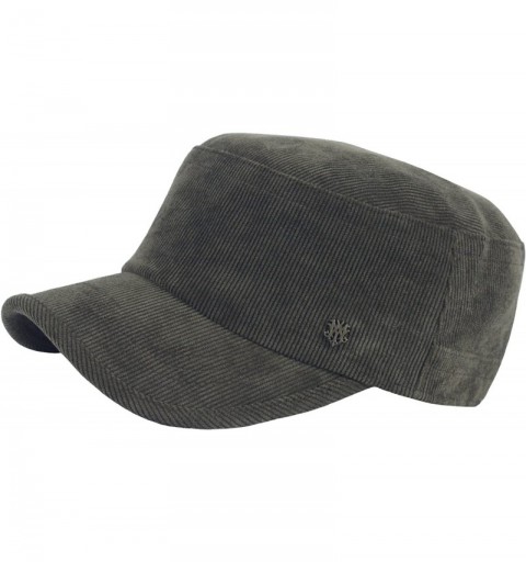 Baseball Caps A184 Army Cap Winter Basic Style Plain Corduroy Golf Club Cadet Military Hat - Green - C3188QEL86X $51.37