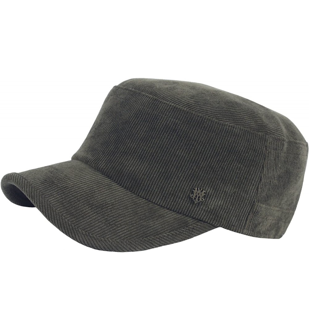 Baseball Caps A184 Army Cap Winter Basic Style Plain Corduroy Golf Club Cadet Military Hat - Green - C3188QEL86X $26.85
