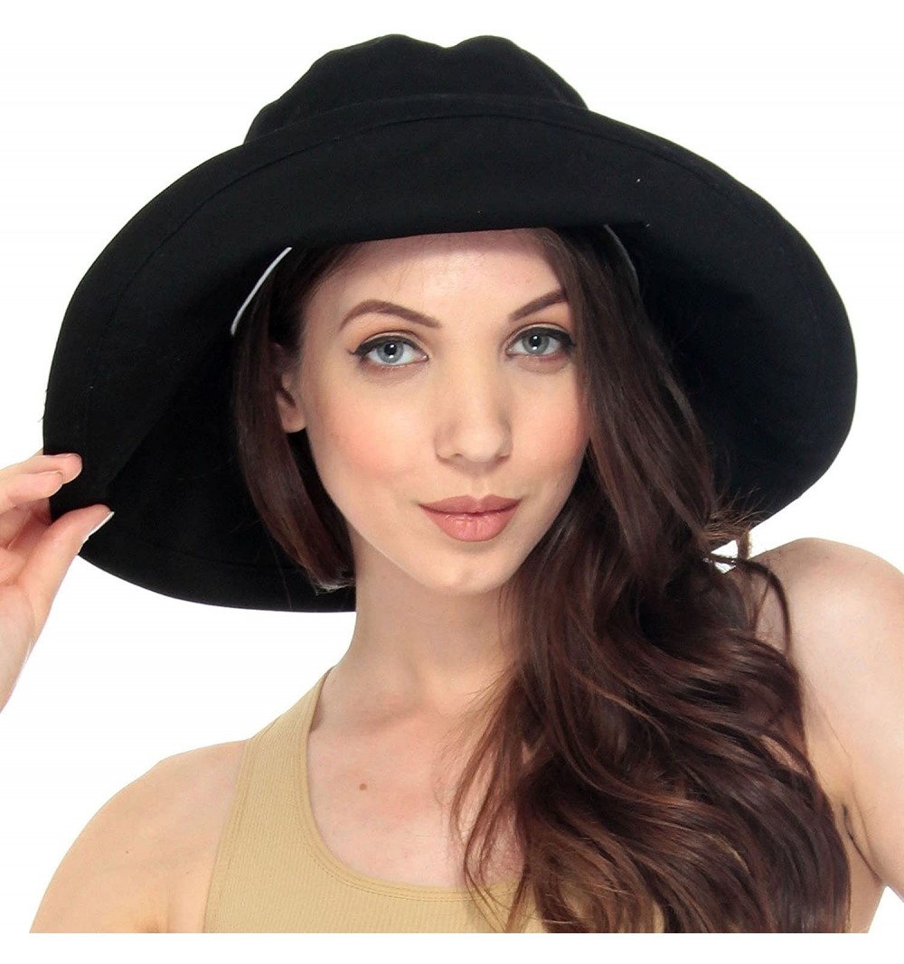 Sun Hats Sun Hat for Women UPF50+ Summer Beach Hat Wide Brim Foldable Bucket Hat - Black - CO1802WSH4G $11.10