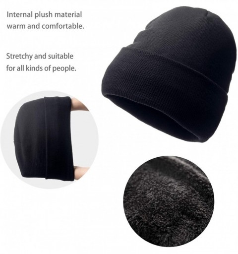 Skullies & Beanies Set of 3 Solid Color Knit Skull Cap Loop Scarf Touch Screen Gloves - Black - CA18YU0803A $17.77