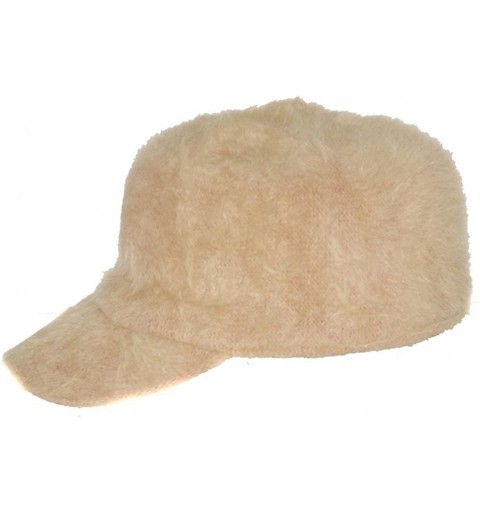 Baseball Caps Ladies Faux Fur Military Cadet Style Hat - Cream - CF11FZQGE5L $19.64