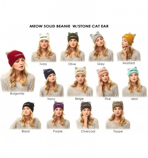 Skullies & Beanies Women Fashion Winter Fall Soft Knitted Multi Color Animal Print Cat Ear Beanie Hats - CU18YEGID9O $10.04