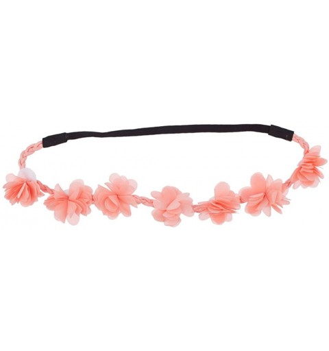 Headbands Multicolor Chiffon Flower Headband Flower Crown Headband - Peach Floral - CU11WWOITGV $10.65