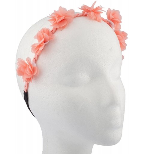 Headbands Multicolor Chiffon Flower Headband Flower Crown Headband - Peach Floral - CU11WWOITGV $10.65