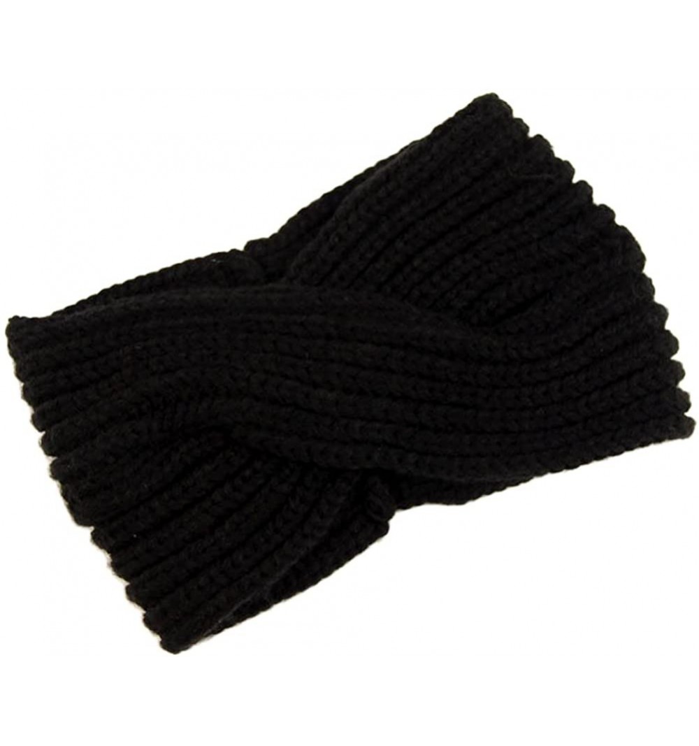 Cold Weather Headbands Women Winter Twisted Crochet Headband Knitted Headwrap Headwear Ear Warmer Head Warmer - Black - C212N...