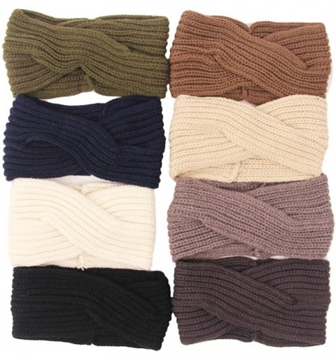 Cold Weather Headbands Women Winter Twisted Crochet Headband Knitted Headwrap Headwear Ear Warmer Head Warmer - Black - C212N...