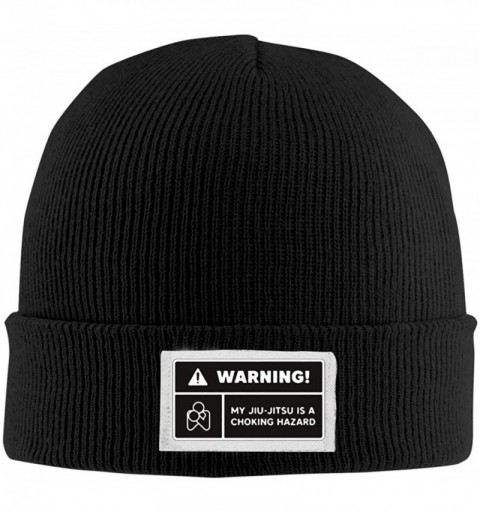 Skullies & Beanies Unisex Warning Choking Label BJJ Stretch Skull Cap Casual Warm Winter Hats - Black - C418I9HUYUY $26.64