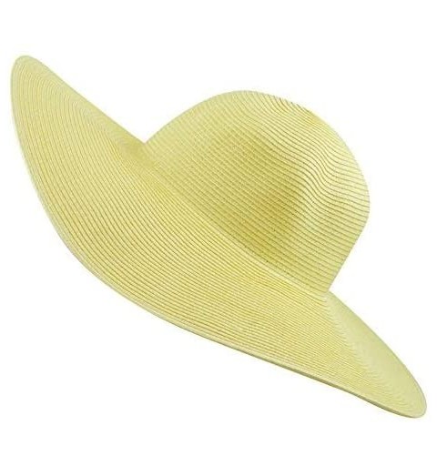 Sun Hats Women's Large Wide Brim Floppy Beach Sun Visor Shade Straw Hat Cap - Yellow - CG12HTUPE5B $19.21