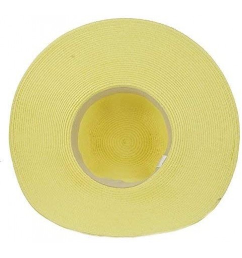 Sun Hats Women's Large Wide Brim Floppy Beach Sun Visor Shade Straw Hat Cap - Yellow - CG12HTUPE5B $19.21