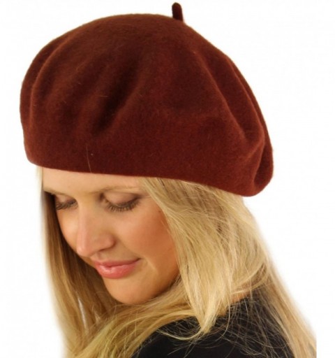 Berets Classic Winter 100% Wool Warm French Art Basque Beret Tam Beanie Hat Cap - Brown - CC11P28U9CV $11.65