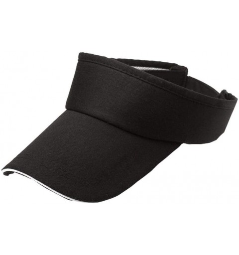 Sun Hats Men Women Visor Sun Hat Cap Solid Summer Outdoor Adjustable (Black) - CB1836YI9AZ $6.76