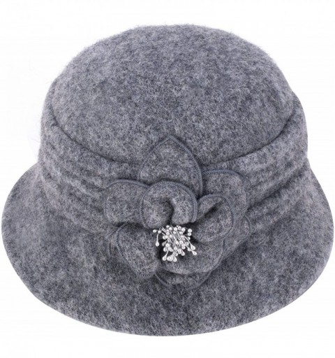 Berets Womens Gatsby 1920s Winter Wool Cap Beret Beanie Cloche Bucket Hat A299 - Gray - C1126JZ5XBH $29.22
