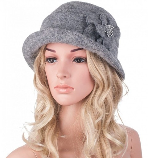 Berets Womens Gatsby 1920s Winter Wool Cap Beret Beanie Cloche Bucket Hat A299 - Gray - C1126JZ5XBH $13.21