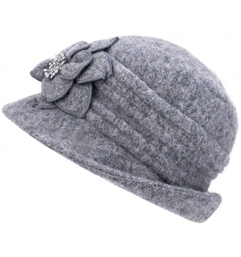 Berets Womens Gatsby 1920s Winter Wool Cap Beret Beanie Cloche Bucket Hat A299 - Gray - C1126JZ5XBH $13.21