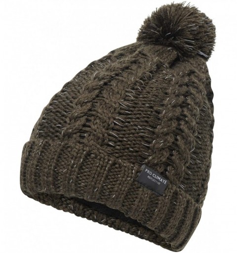 Skullies & Beanies Mens Reflective Cable Twist Knitted Beanie Hat - Olive - CB18HYYWNGE $21.98