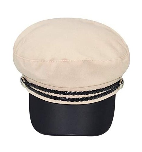 Berets Women Fisherman-Beret-Newsboy Cap Cotton Fiddler Captain-Sailor Hat Yacht - Beige - C118Y04NL7H $7.06