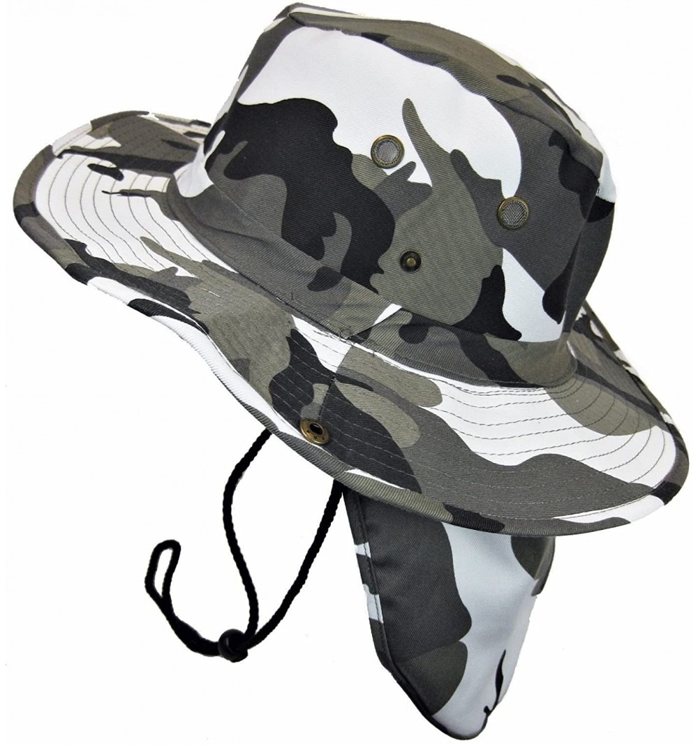 Sun Hats Boonie Bucket Hat Neck Flap Tactical Wide Brim Outdoor Military - City Camo - CE18COHSMOK $15.09