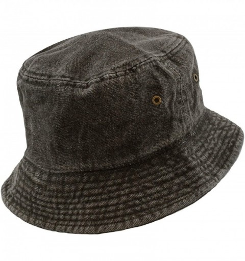Bucket Hats Washed Cotton Denim Bucket Hat - Black - CY12IR9HHHV $10.25