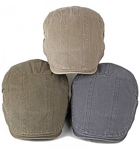Newsboy Caps Men's Cotton Flat Cap Unisex Ivy Gatsby Caddie Hat Womens Adjustable Newsboy Cap - Grey - CC18T2C933D $17.34