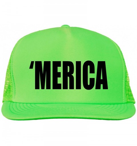 Baseball Caps Merica Bright neon Truckers mesh snap Back hat - Neon Green - CG11MJC3BMD $18.95