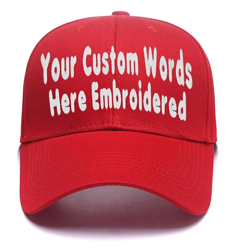 Baseball Caps Custom Embroidered Baseball Hat Personalized Adjustable Cowboy Cap Add Your Text - Red - CY18HTQ0IHT $16.23