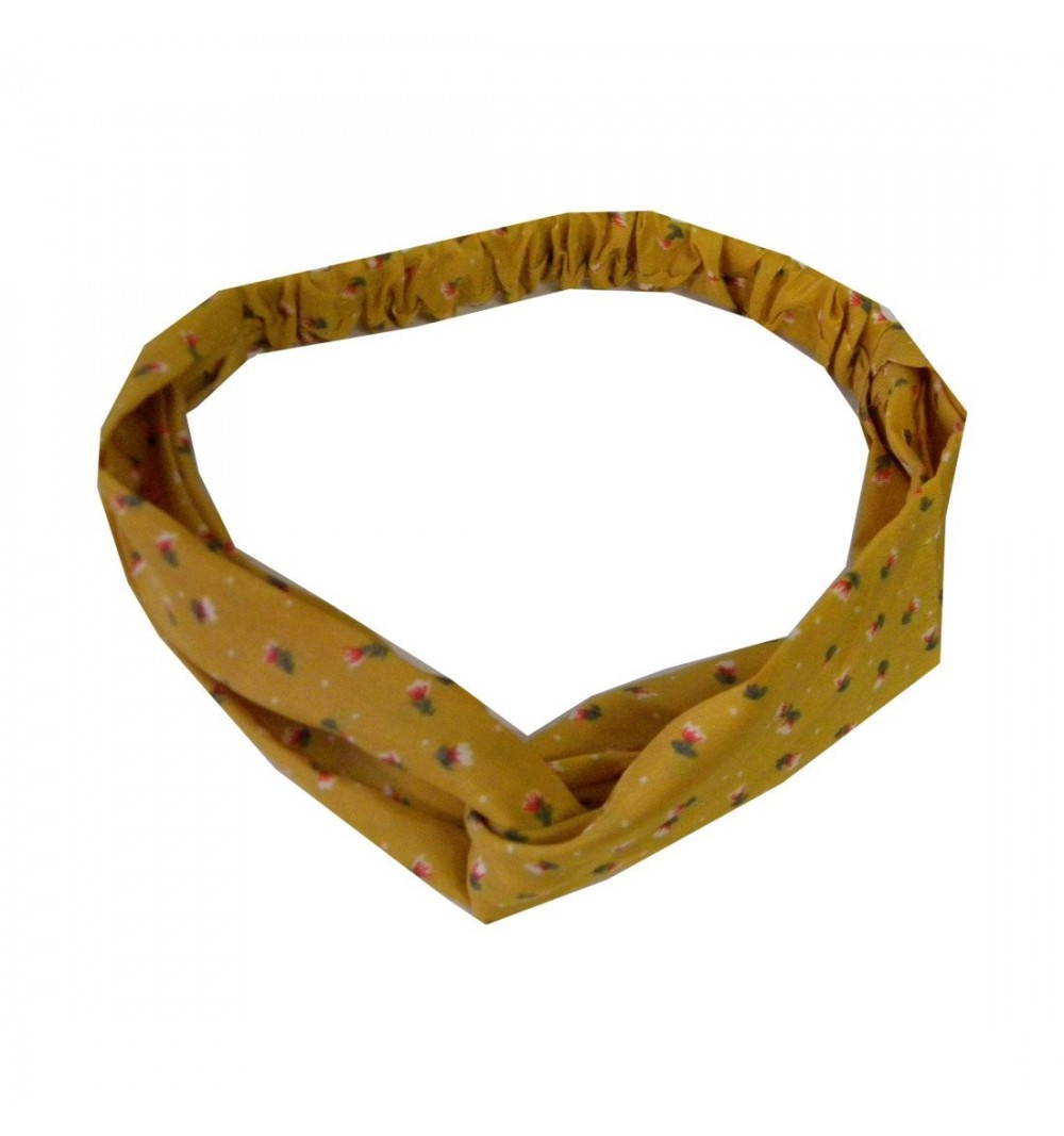 Headbands Mustard Vintage Style Turban Headwrap with Small Flower Design (Keshet Accessories) - Mustard - CH11I0757PF $10.12