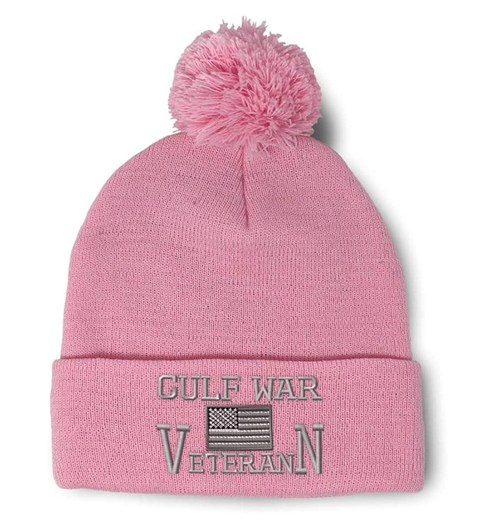 Skullies & Beanies Winter Pom Pom Beanie Men & Women American Veteran Gulf War B Embroidery 1 Size - Soft Pink - CR18A0E8DOR ...