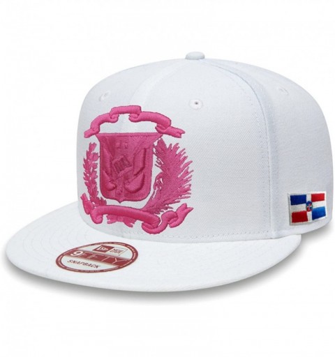 Baseball Caps Dominican Republic Shield Snapback Cap - White/Pink - CF12O5HEOV2 $26.68