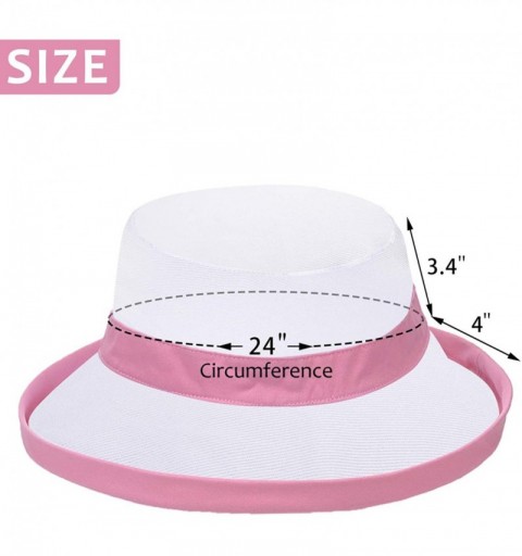 Sun Hats Womens Bucket Hat UV Sun Protection Lightweight Packable Summer Travel Beach Cap - Pink/White - CD18QK48KAK $13.55