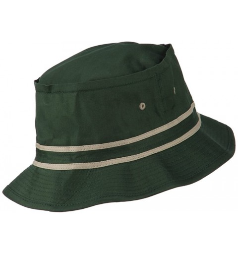 Bucket Hats Striped Hat Band Fisherman Bucket Hat - Dark Green With Khaki Stripe - CZ11TX7R85X $14.16