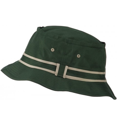 Bucket Hats Striped Hat Band Fisherman Bucket Hat - Dark Green With Khaki Stripe - CZ11TX7R85X $14.16