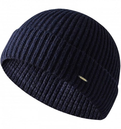 Skullies & Beanies Skull Knit Hat Core Yarn Thick Knit Cuff Beanie Cap for Men - Navy - CZ193QUE849 $13.27