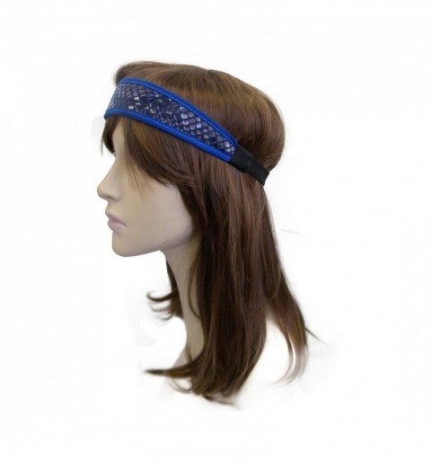 Headbands Blue Suede Snakeskin Headwrap 1.5 inch Headband Hair Band for Women & Girls - Blue - CX11Y78RCIL $15.07
