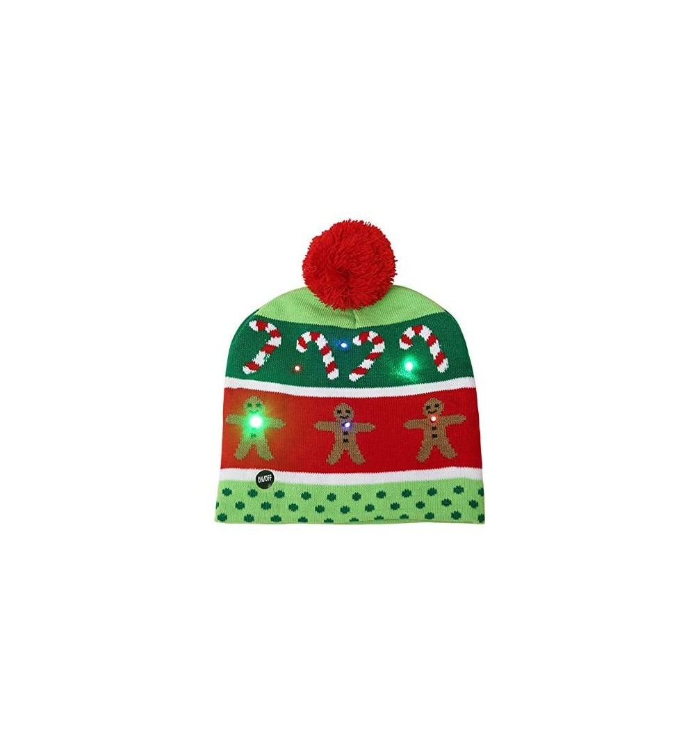 Skullies & Beanies LED Light up Hat Knitted Ugly Sweater Holiday Xmas Christmas Beanies Colorful Lights Flashing Hat Knit Cap...