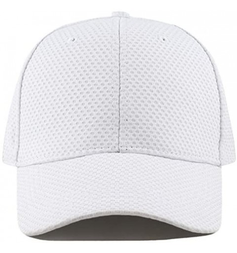 Baseball Caps Men's Curved Brim Stretch Fit Mesh 6 Panel Fitted Baseball Cap - White - CE18I8WOUHC $13.04